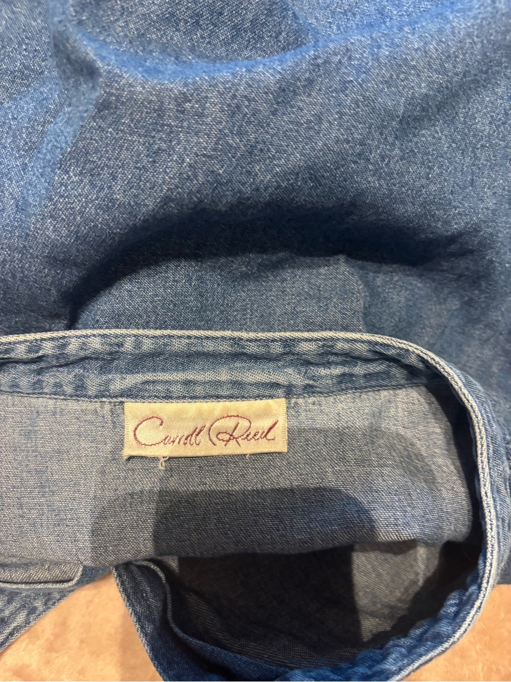Vintage Carol Reed Denim Shirt Floral Embroidered Button Front Blue Chambray - Picture 6 of 6